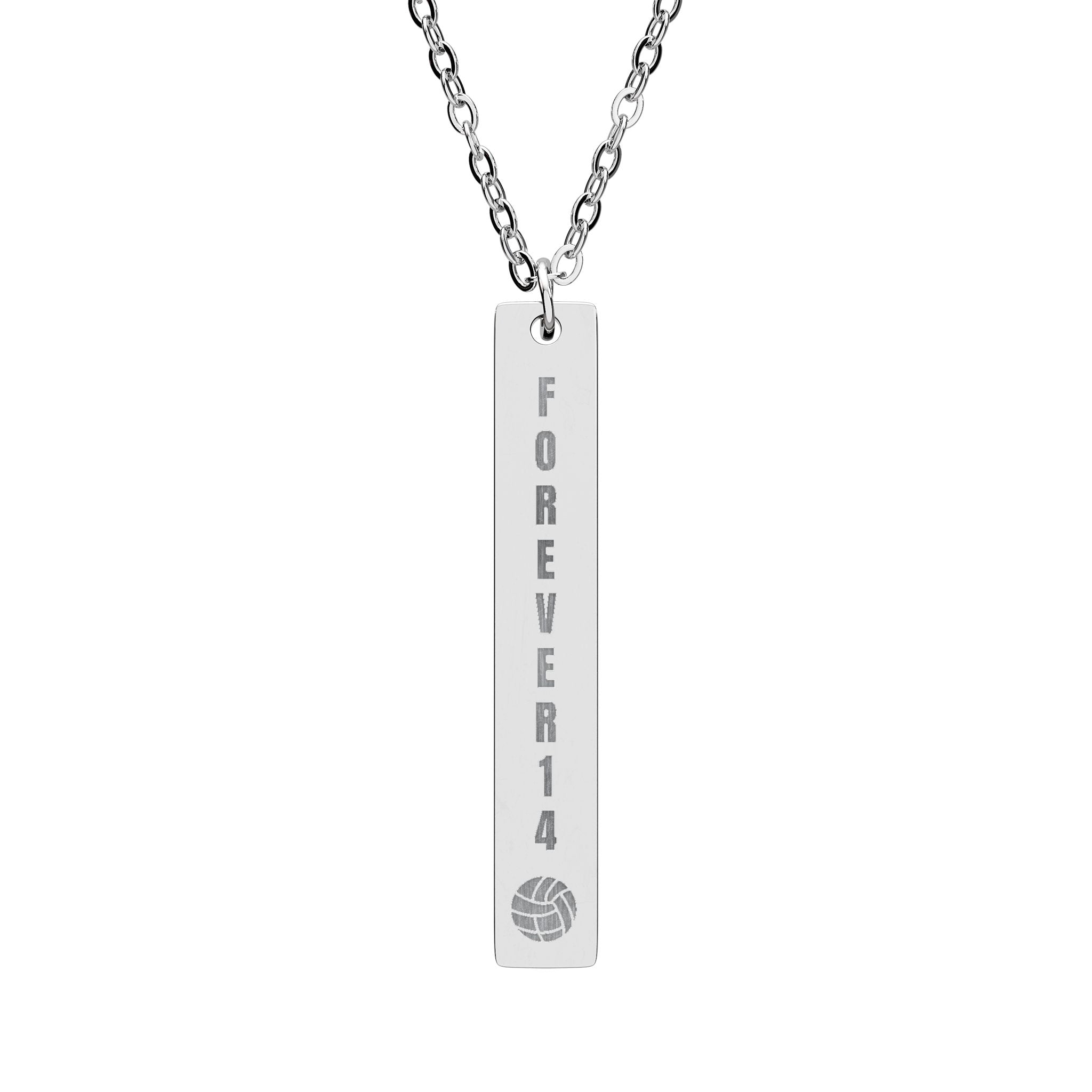 Engraved Vertical Bar Necklace — Personalized Name & Date Pendant